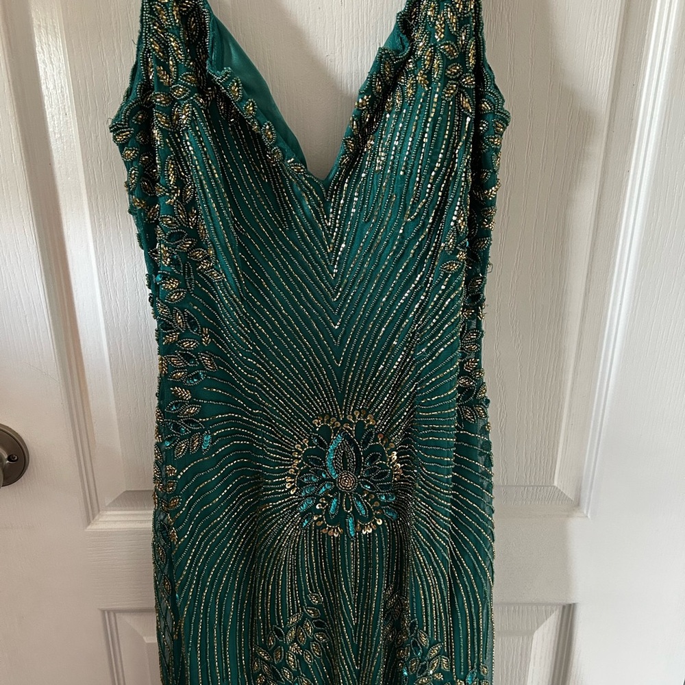 Elegant Green Embellished Dress